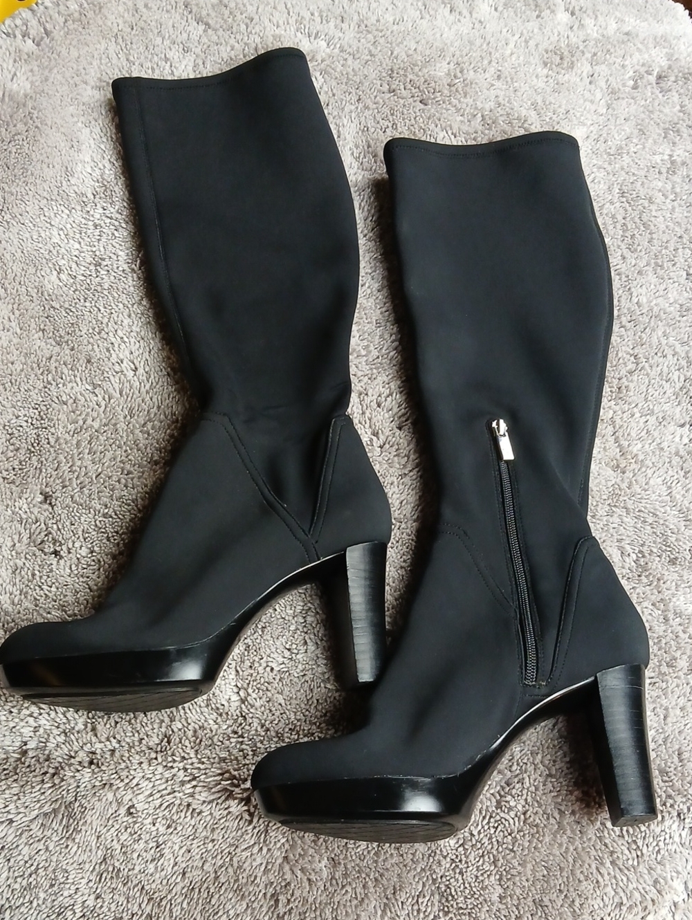 Donald J Pliner Echoe2 Black Stretch Fabric Knee-High Boots (Size 7.5 M)
